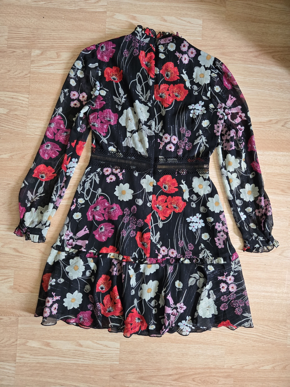 Donna Morgan Black Floral Ruffle Mini Dress - Picture 3 of 4
